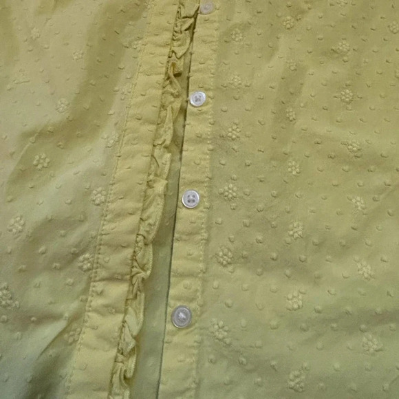 Ann Taylor LOFT Women's Yellow Swiss Dot Ruffled Button Front Blouse Size XS - Picture 6 of 8